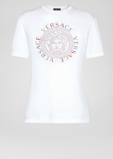 Versace Studded Medusa Logo T-shirt Dam - 690873VZM